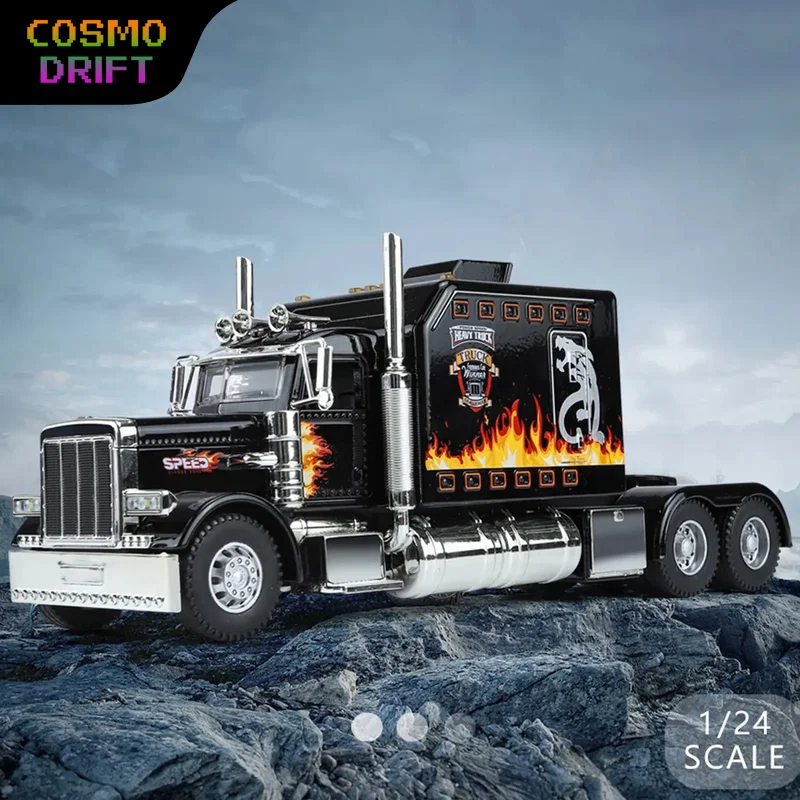 

Модель полугрузовика из сплава, американская большая установка, литой под давлением грузовик, игрушечный автомобиль для мальчиков, реалистичная имитация прицепа, коллекционная модель