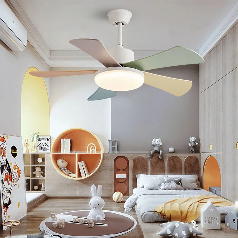 

Creative Fan Lights Living Room Dining Room Bedroom and Home Wooden Leaf Ceiling Fan Lights Inverter Silent Fan Forest