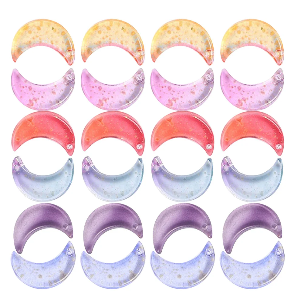 

80Pcs Small Glass Moon Pendants Charms for Earrings Necklace DIY Crafts Jewelry Moon Shaped Ornaments Mini Charms