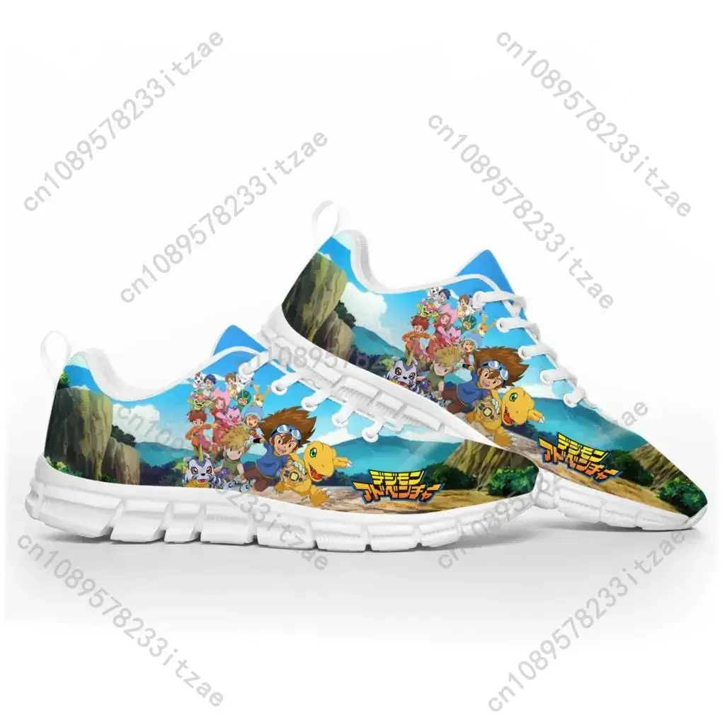 Cartoon Digimon Adventure Anime Sports Shoes Mens Womens Teenager Kids Children White Sneakers Custom High Quality Couple Shoe