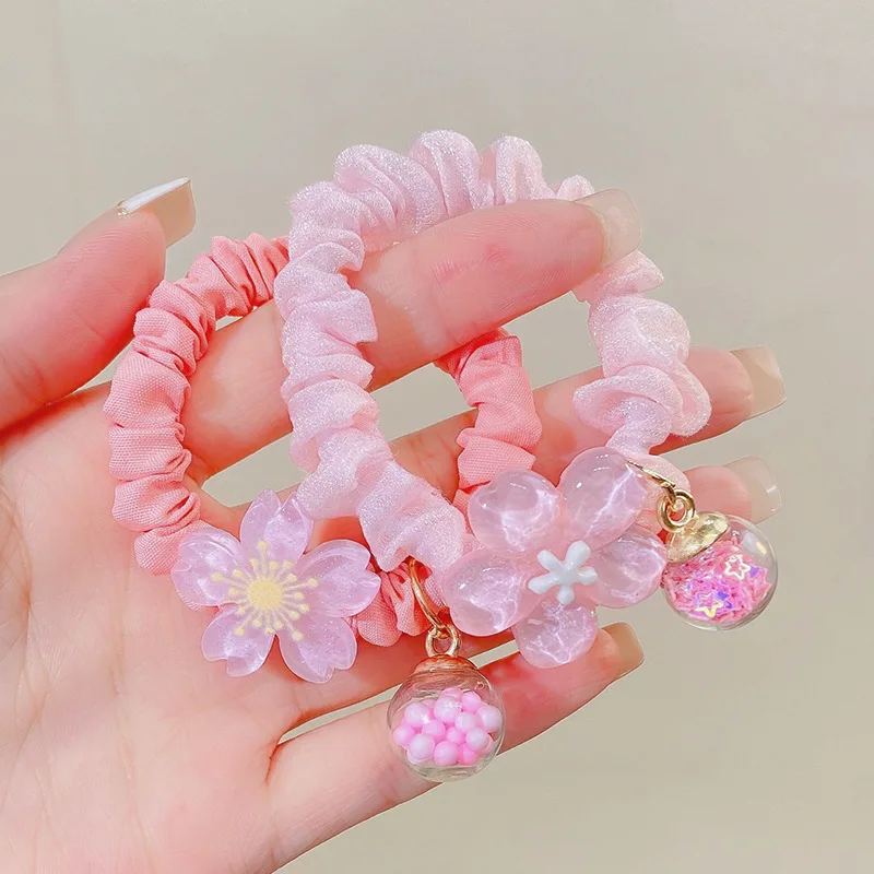 Cute Jelly Color Flower Hair Rope For Kids Soft Wavy Rubber Bands Circle Ponytail Scrunchies Headress Hair Accessories