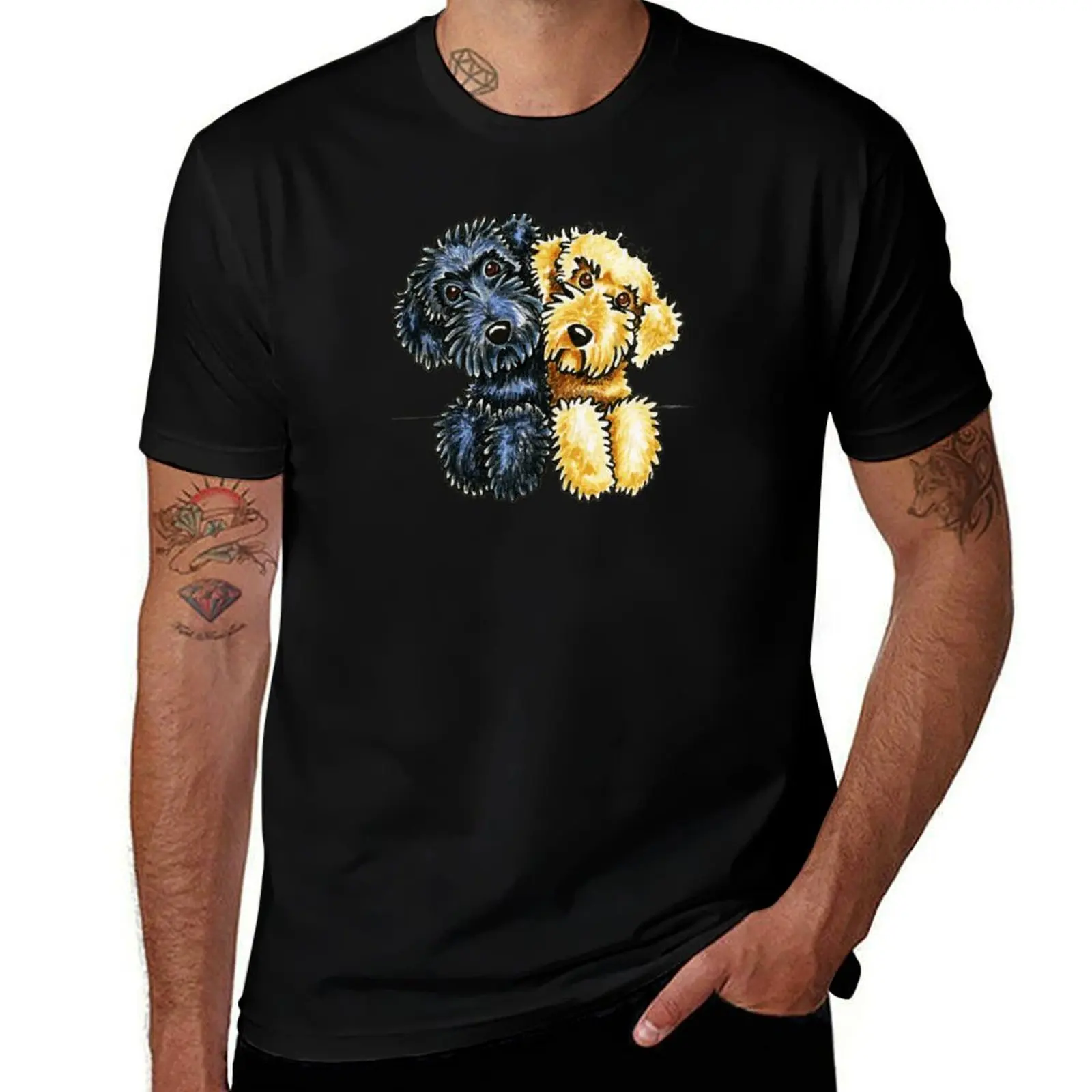 Black Yellow Labradoodles Lined Up T-Shirt Lightweight Casual Summer T-Shirt