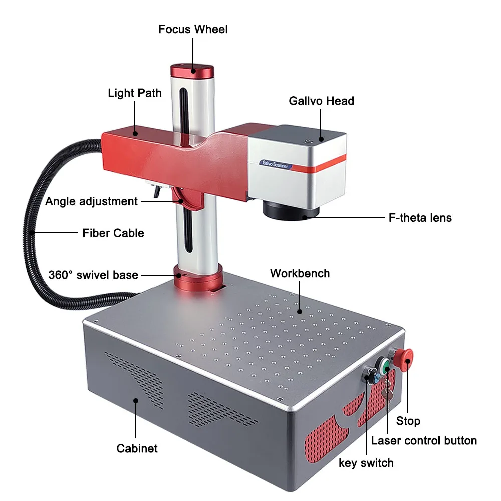 Hunst Kleine Laserbeschriftungsmaschine MAX 30 W Tragbare faltbare Mini-Faser-Graviermaschine für DIY-Markierungsgeschenke Metallgravur