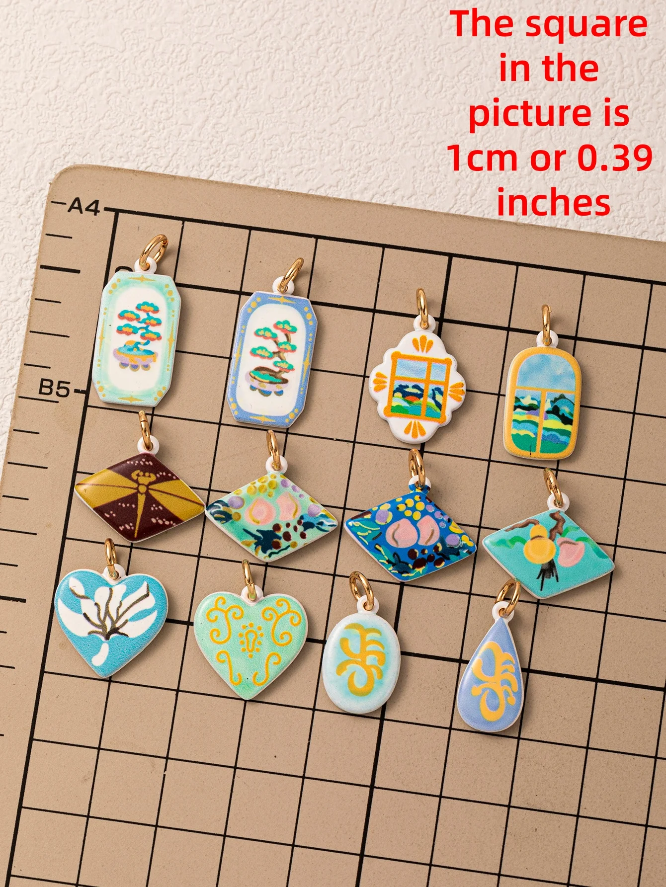 Modische Niedliche Cartoon-Serie Bunte Pflanzen Blumen Landschaft DIY Anhänger Charms für Schmuck – Detail 1