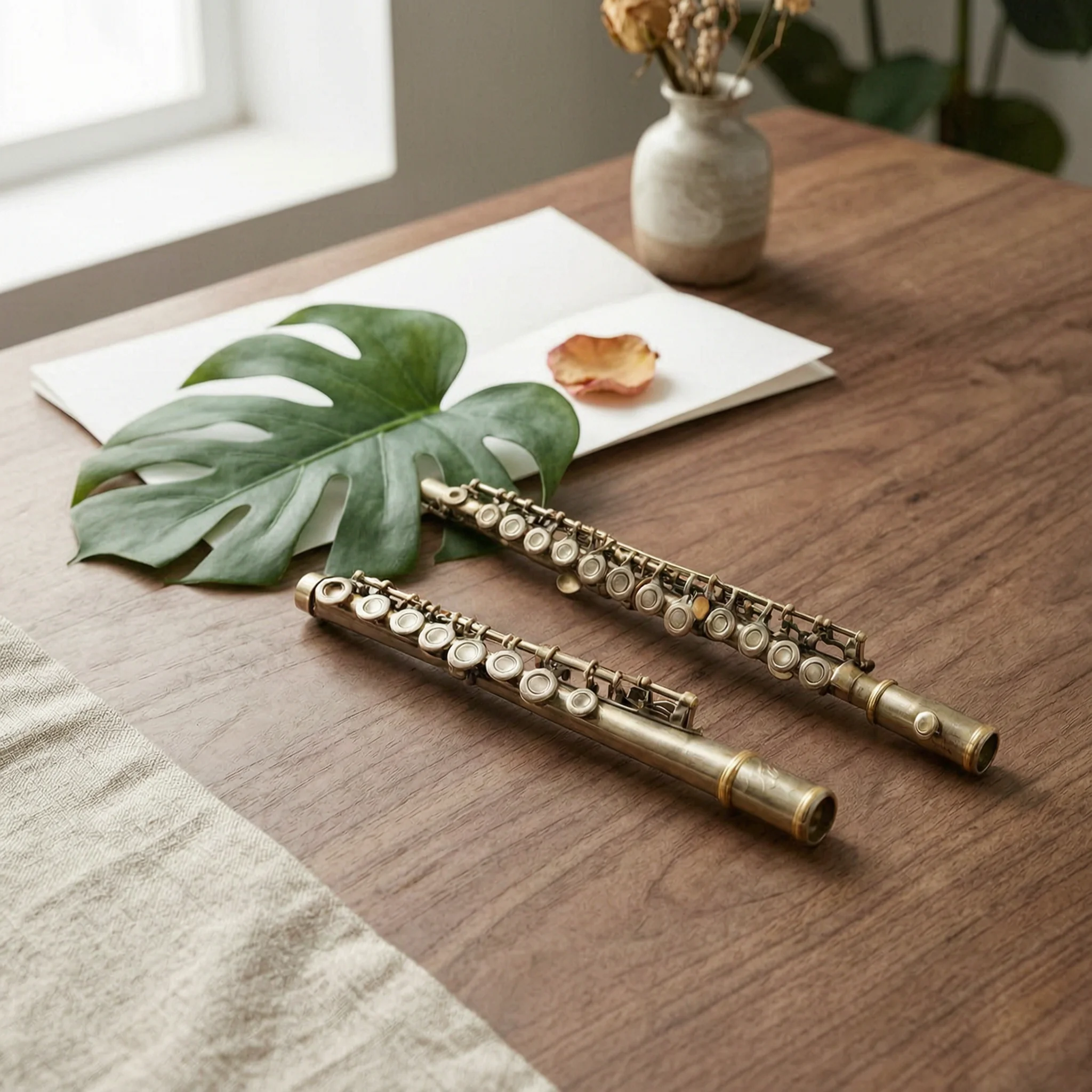 C Flute Straight Headjoint Closed Hole Flute Woodwind Instrument Ergonomic Long-Lasting for Beginners, Practice, Music Lessons