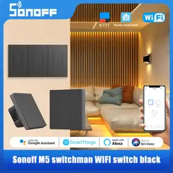 SONOFF M5 SwitchMan WiFi Smart Switch Black White Optional 1/2/3gang Wall Switch Support Alexa Google Smartthings Home Assistant