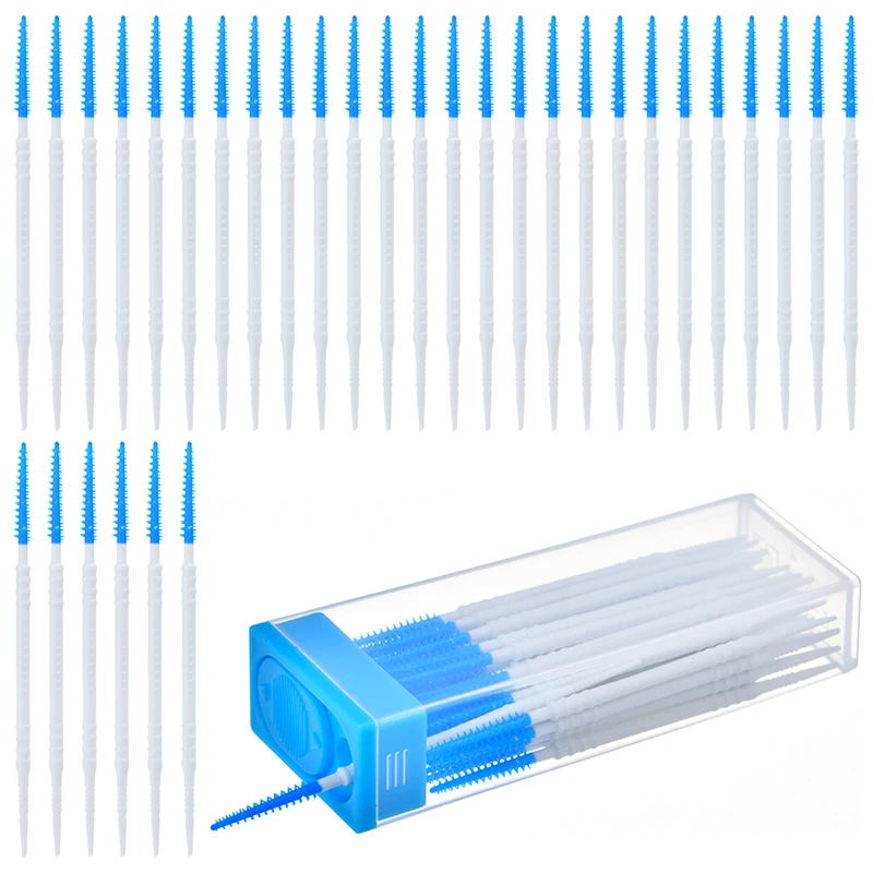 

50pcs Disposable Double-end Interdental Brush Clean Between Teeth Extended Massage Silicone Toothpicks Brush