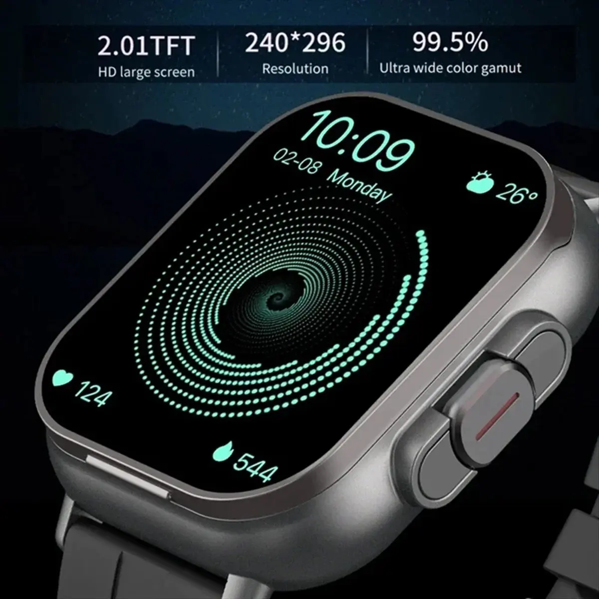 T81C! 2 in 1 Wireless Bluetooth Smart Watch TWS Noise Cancelling Wristwatch with Earbud Heart Rate NFC Health Monitoring-A