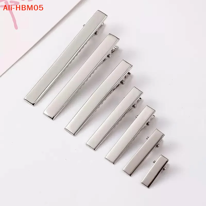(HB05)100pc Single Prong Flat Alligator Hair Clip With Teeth Rhodium Color Blanks Barrettes Hair Clips For DIY Jewelry Accessory