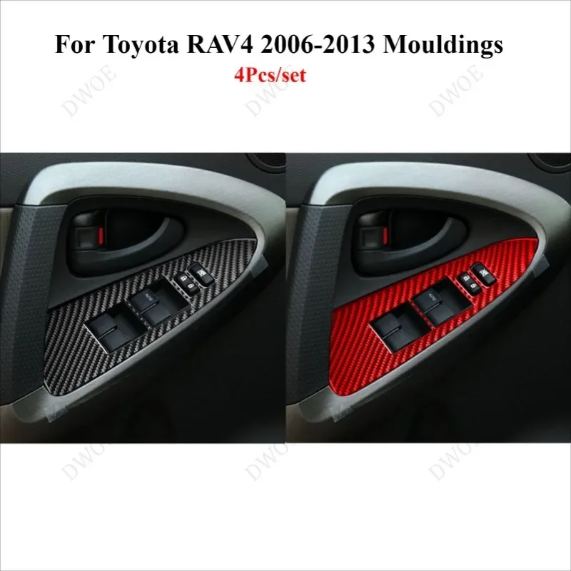 

Car Interior accessories Carbon fiber window lift panel protection decal for Toyota RAV4 2006 2007 2008 2009 2010 2011 2012 2013