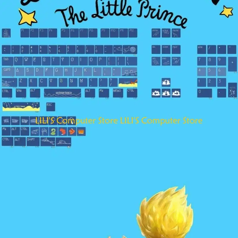 A52b Full 128 Keys Keycaps ، XDA Profile PBT Keycap ، Blue Swim Keys Caps