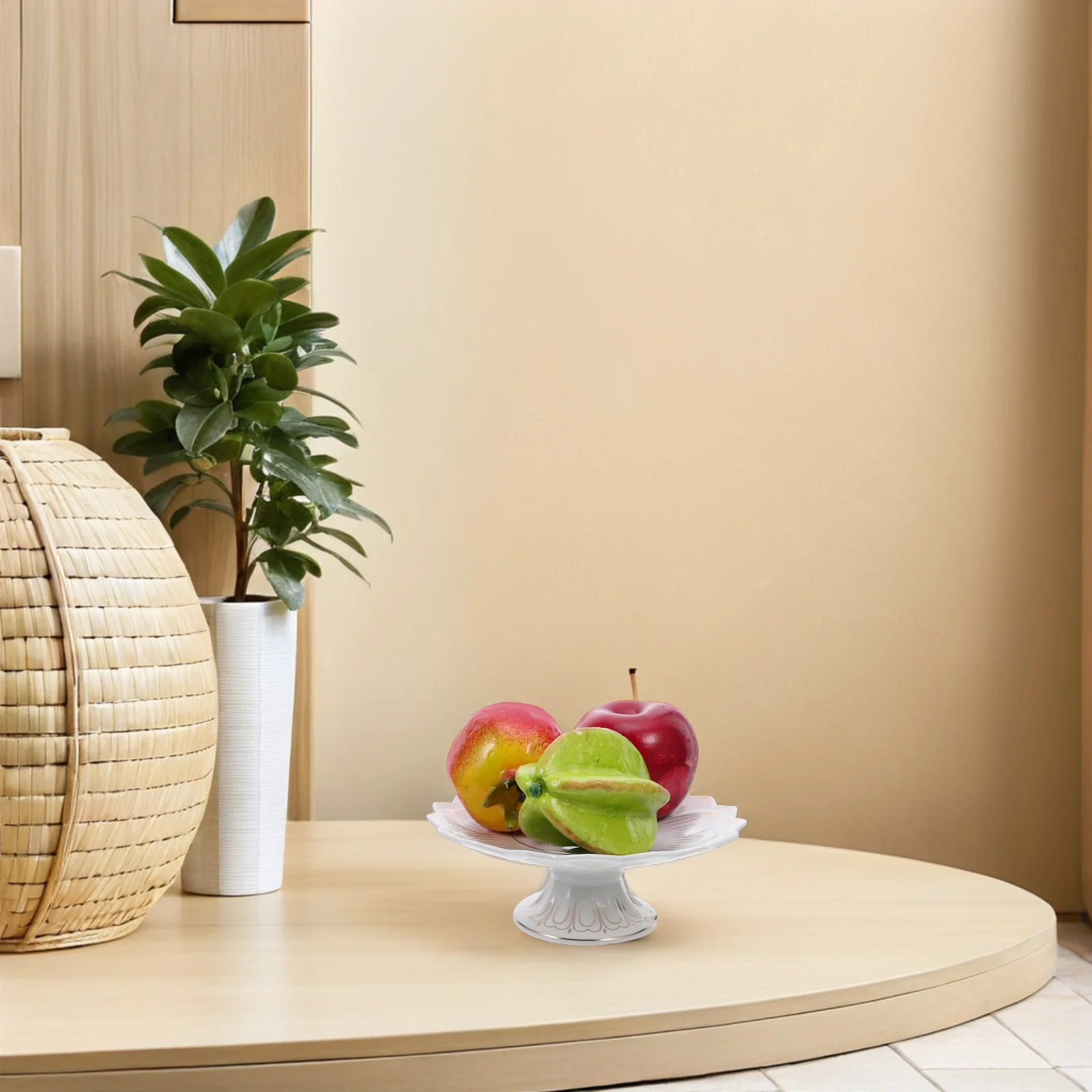 Talerz ofiarny ceramiczny, biały, 7 cali, do użytku w świątyniach buddyjskich, pojemnik na owoce, miseczka na wodę święconą, taca do prezentacji ofiary religijnej.