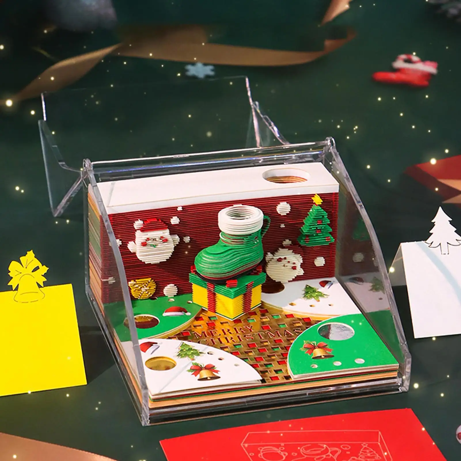 Kalendarz Notatnik z Odrywanymi Kartkami Planer Organizer Świąteczny Kalendarz z Papieru w Kształcie Rzeźby z Okładką do Planowania Dziennego i Zarządzania Obowiązkami