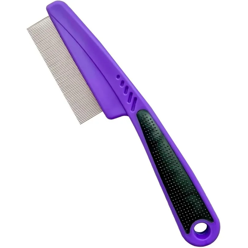 Pet Flea Comb Dog Cat Fine Tooth Lice Tick Removal Grooming Brush Rubber Handle Puppy Kitten Hair Cleaning Pet Supplies