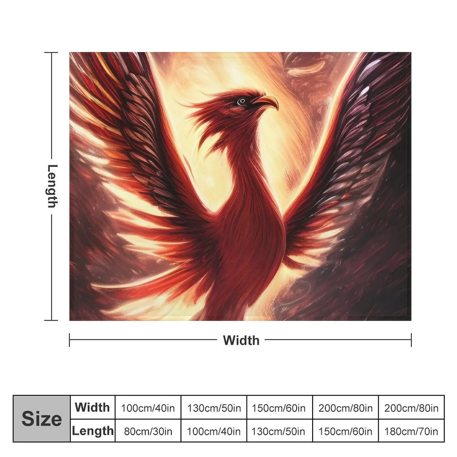 Red Phoenix Fantasy Mythical Creature Throw Blanket anime cosplay anime Blankets