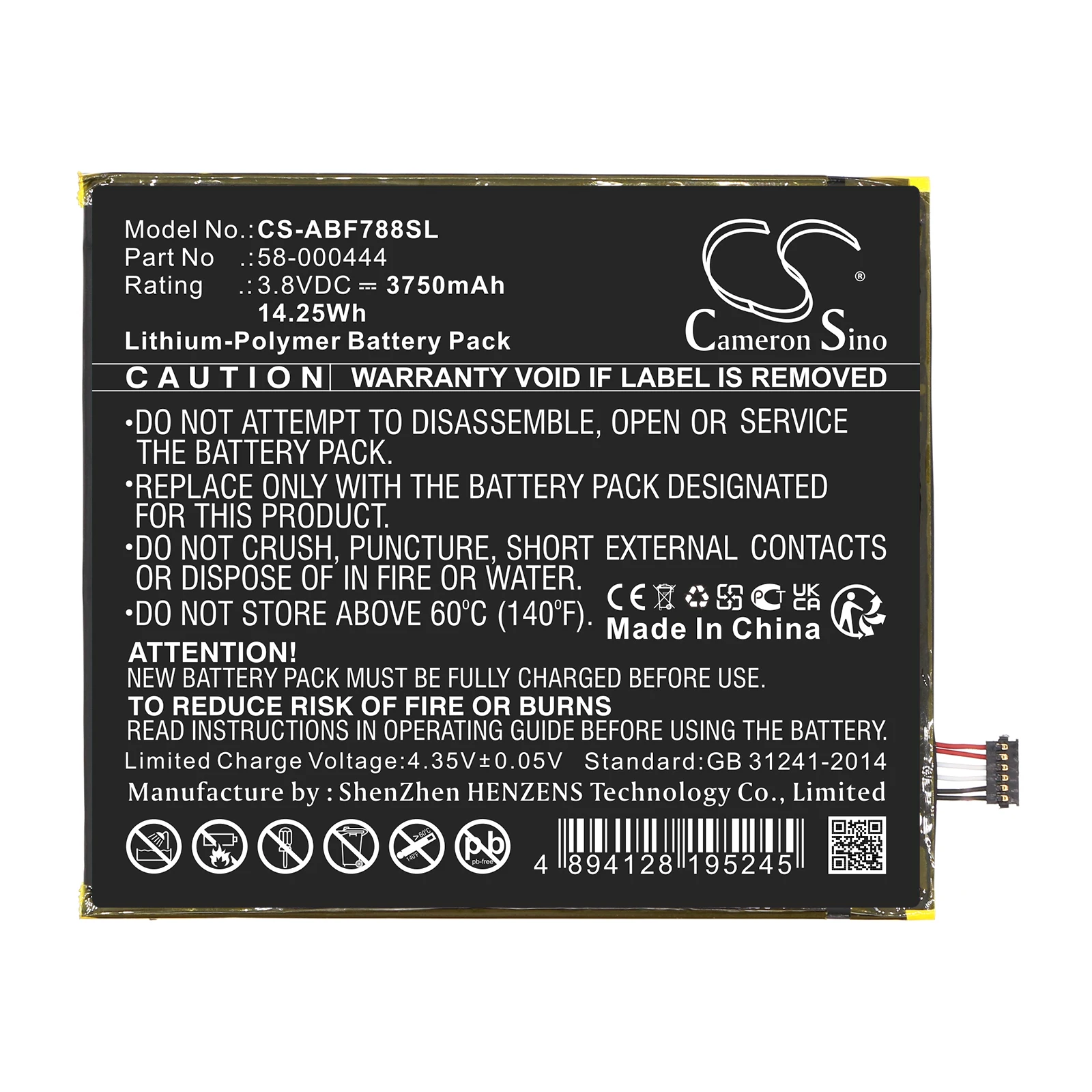 Batería de repuesto CS para tableta Amazon Kindle Fire 7 2th, P8AT8Z 26S1028,58-000444, ST40 3750mAh / 14.25Wh