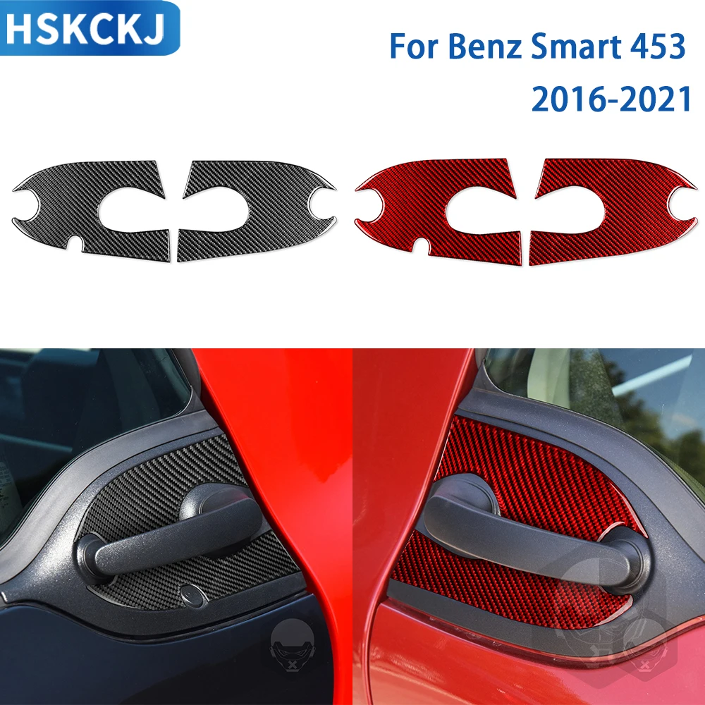 For Mercedes Benz Smart 453 2016 2017 2018 2019 2020 2021 Accessories Carbon Fiber Car Interior Outer Door Bowl Trim Stickers