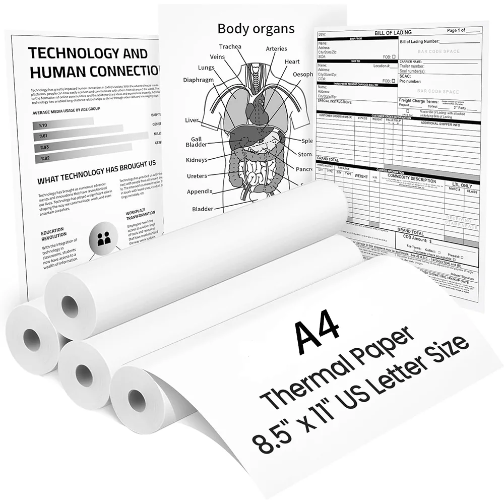 Protable Thermal Label Printer D210/M08F Paper Inkless A4 For Stickers PDF Word Excal Compatible with iPhone Android Mac Window