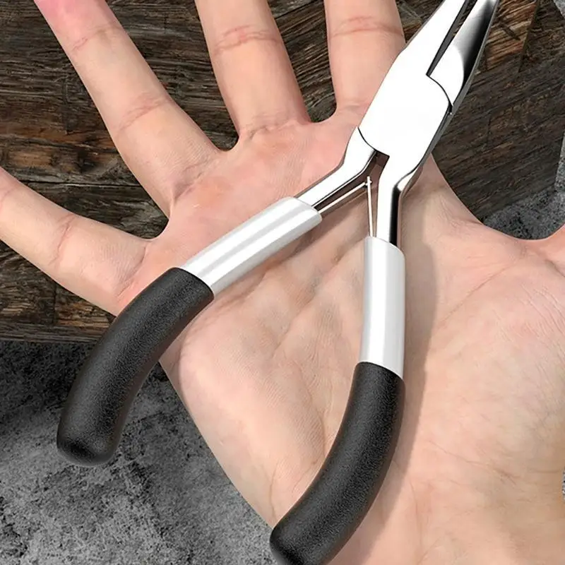 P82E Multipurpose Mini Wire Cutters Flat Nose Extended Needle Wire Binding Pliers Suitable for Jewelry Making & Rings Opening
