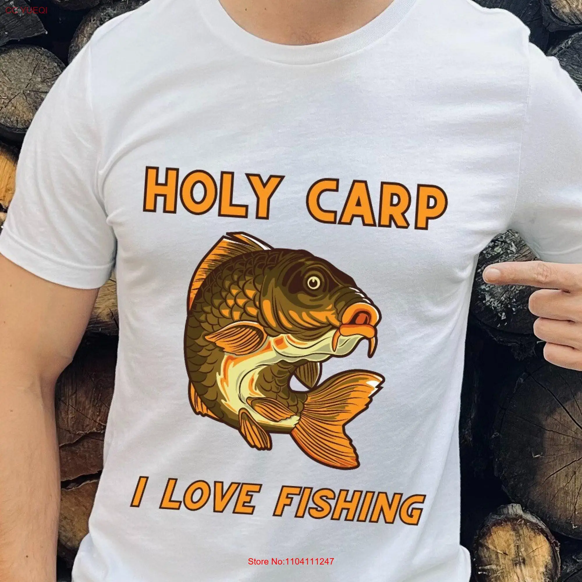 Holy Carp I Love Fishing T Shirt Funny Fisherman for Men Father's Day Grandpa Trip long or short sleeves