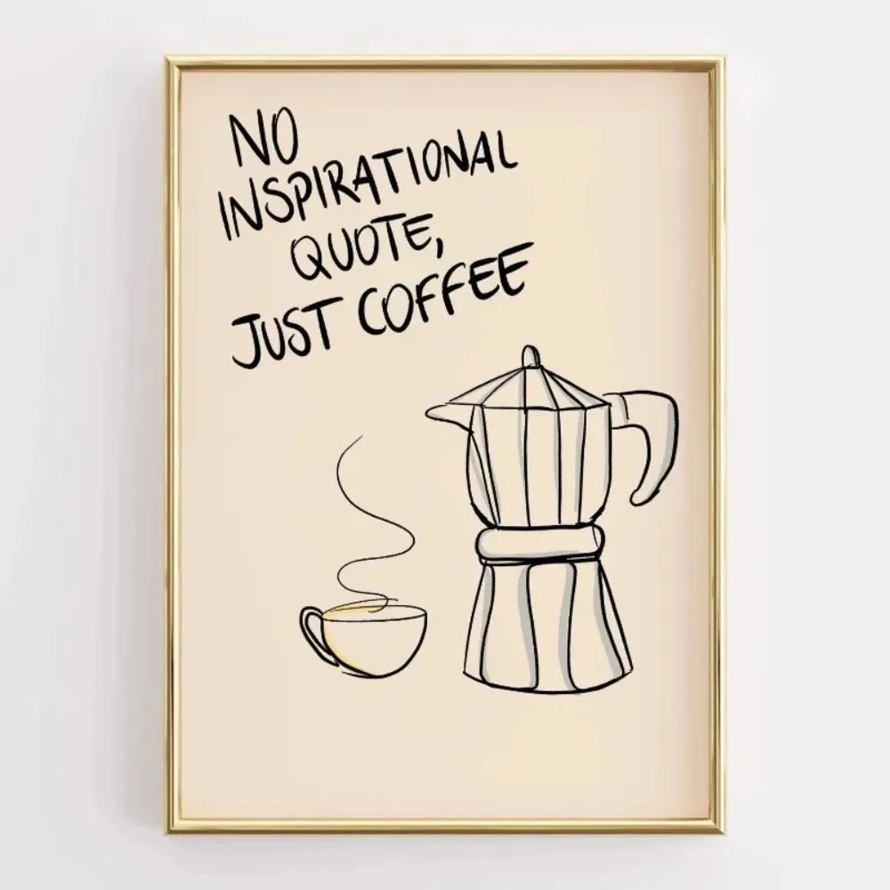 Funny Kitchen Quote Poster Retro Food Illustration Canvas Painting Print Coffee Lover Wall Art Picture Modern Kitchen Home Decor