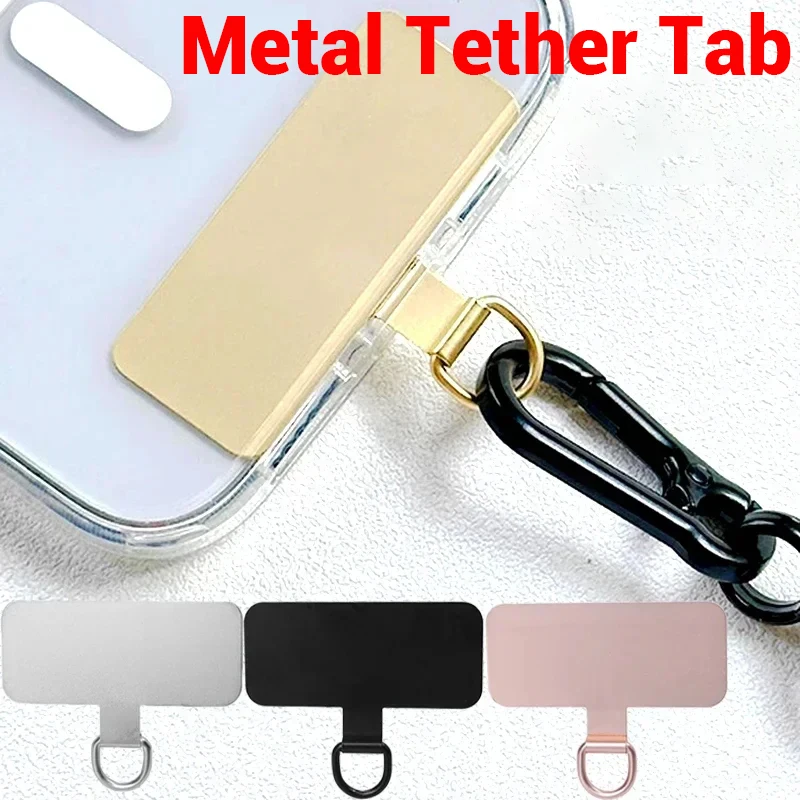 Metal Phone Tether Tab with Anti-Scratch Film Universal Mobile Phone Lanyard Gasket Replacement Stainless Steel Phone Patch Pads