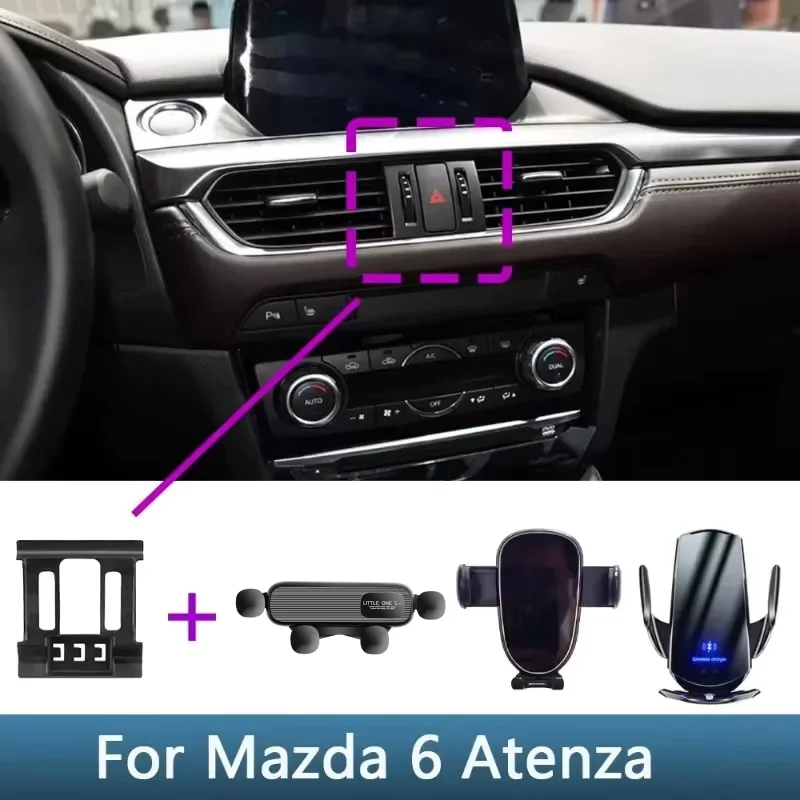 Car Phone Holder Special Fixed Bracket Base For Mazda 6 Atenza 2016 2017 2018 Wireless Charging Stand Interior Accessories