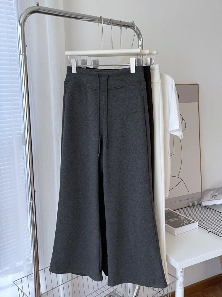 Fce 라인드 와이드 레그 팬츠 하이 웨이스트 스트레이트 컷 요가 캐주얼 팬츠 슬리밍 롱 트라우저 여성용 다용도 가을...