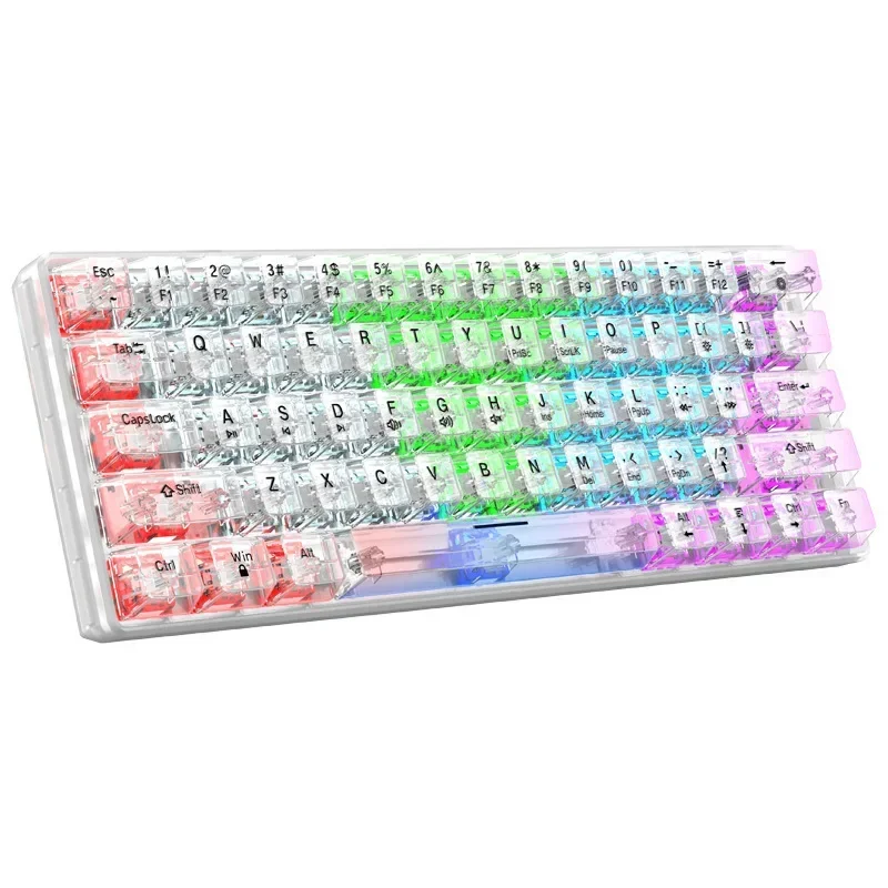 Transparent wired mechanical keyboard hot-swappable customized luminous office game e-sports transparent key