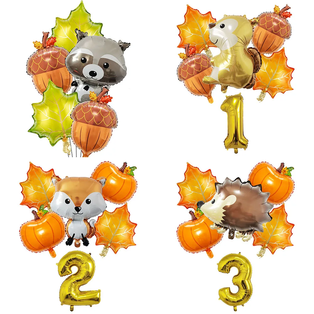 1Set Fox Hedgehog Raccoon Animal Foil Balloons Birthday Party Decorations  Forest Theme Party Decor Balloon Baby Shower Supplies