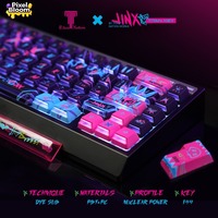 Jinx Keycaps Arcane Nuclear Power PBT PC 144 Keys Custom Keycap Set Black Pink L Shape Side Glow For Mech Keyboard Gaming Gift