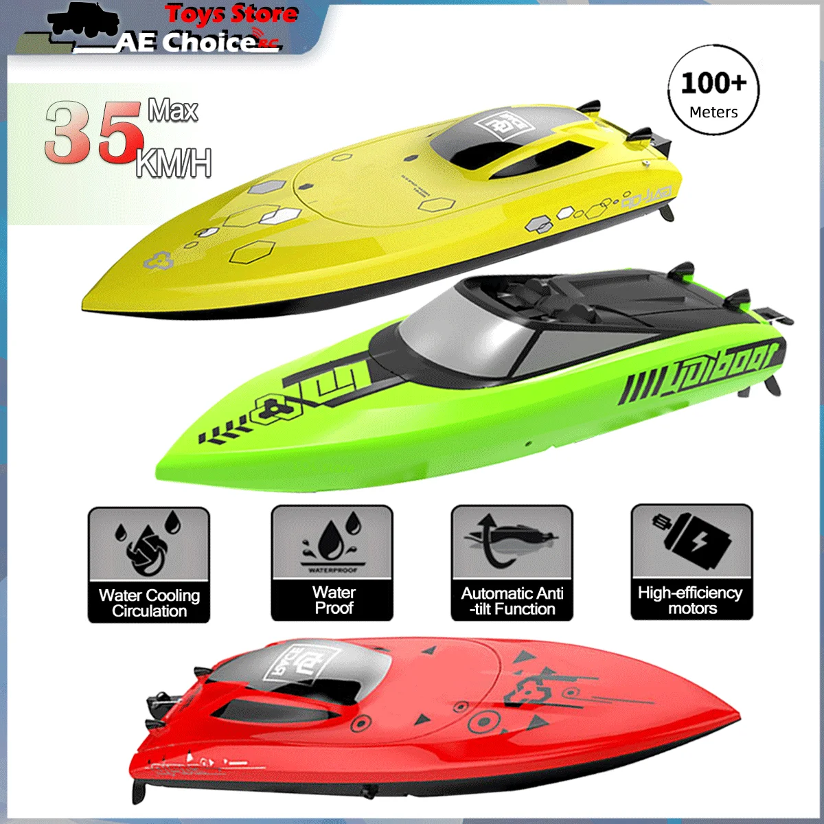 

UDiRC UDI008 UDI020 UDI009 2.4GHz Capsize Protection Remote Boat Waterproof 25Km/H Control for Pools and Lake Toys Gift for Kids