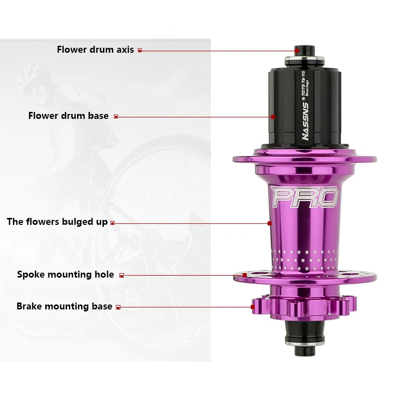 HASSNS PRO7 Bicycle Hub Mountain Bikes Freehub 32H Cube 12V Ratchet MTB Freehub 120Sound 6 Pawls Hub Freehub for Shimano HG