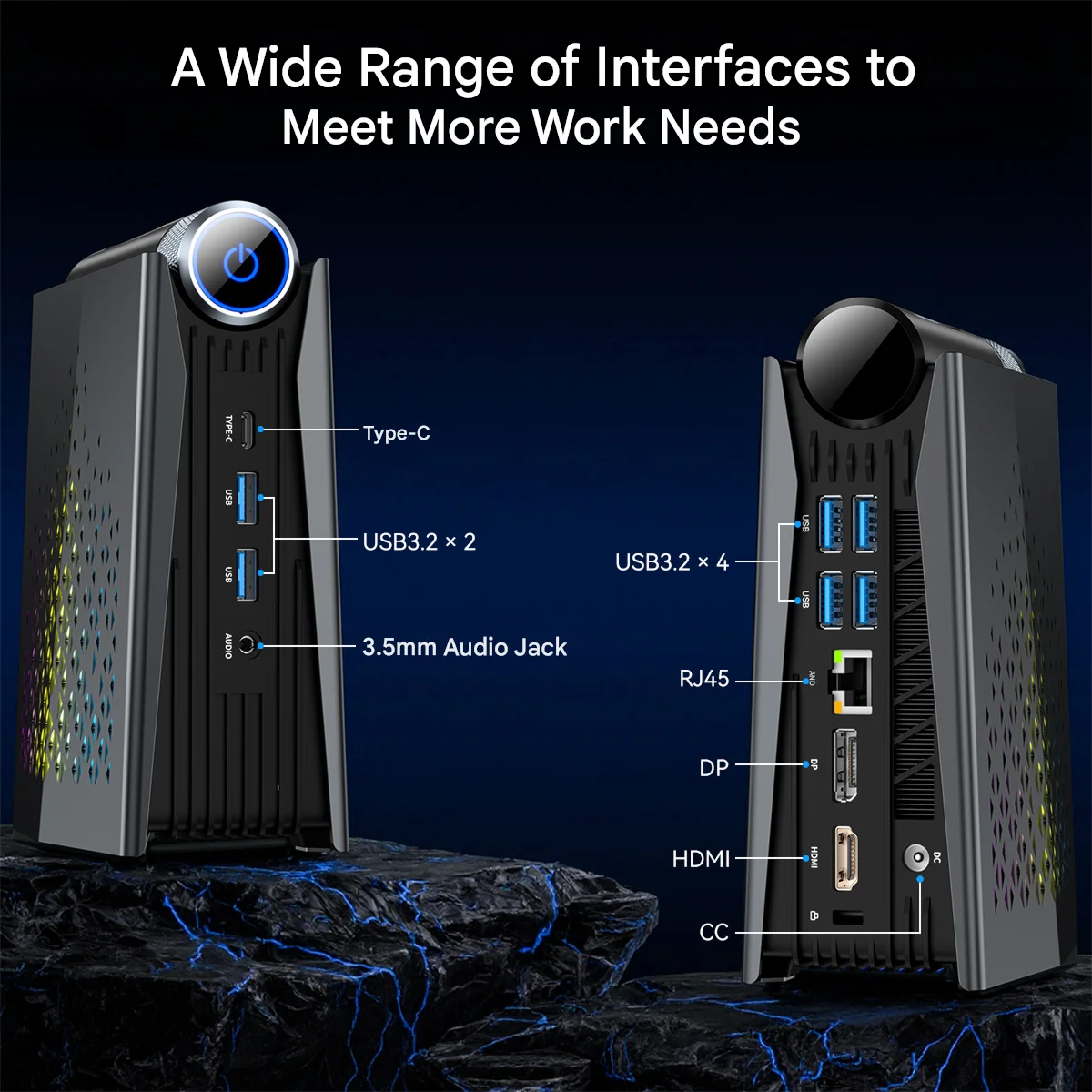 ACEMAGIC S3A كمبيوتر صغير للألعاب AMD R7 8745HS/8845HS R9 8945HS RAM 32GB DDR5 1 تيرا بايت SSD ألعاب الكمبيوتر RGB التحكم في الضوء WiFi6 BT5.2