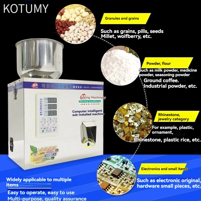 KOTUMY Automatic Powder Filling Machine 220V/110V - Coffee Flour Seasoning Granule Seed Weighing Packing Machine for Quantitativ