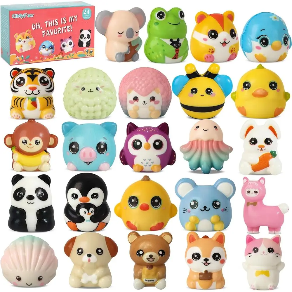 

24PCS Party Favors for Kids - Cute Animal Squishy Toys Bulk for Grandkids Stocking Stuffers for Kids Pinata Stuffers Birthday Gi