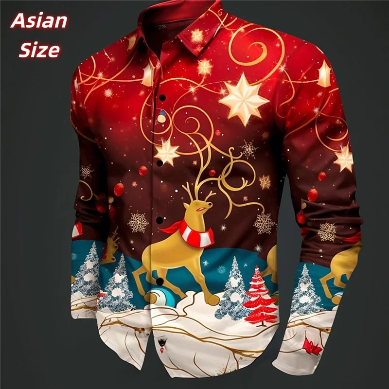 

Рождественские гавайские рубашки с рисунком оленей для мужчин и женщин, рубашки Aloha со снеговиком и 3D принтом Санта-Клауса, повседневные топы, блузка с длинным рукавом