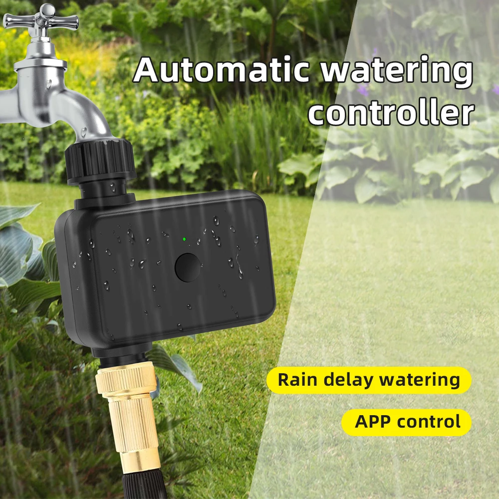 1/2-way Water Timer Bluetooth/WiFi-compatible Irrigation Timing Controller Smart Auto Irrigation Watering System for Outdoor