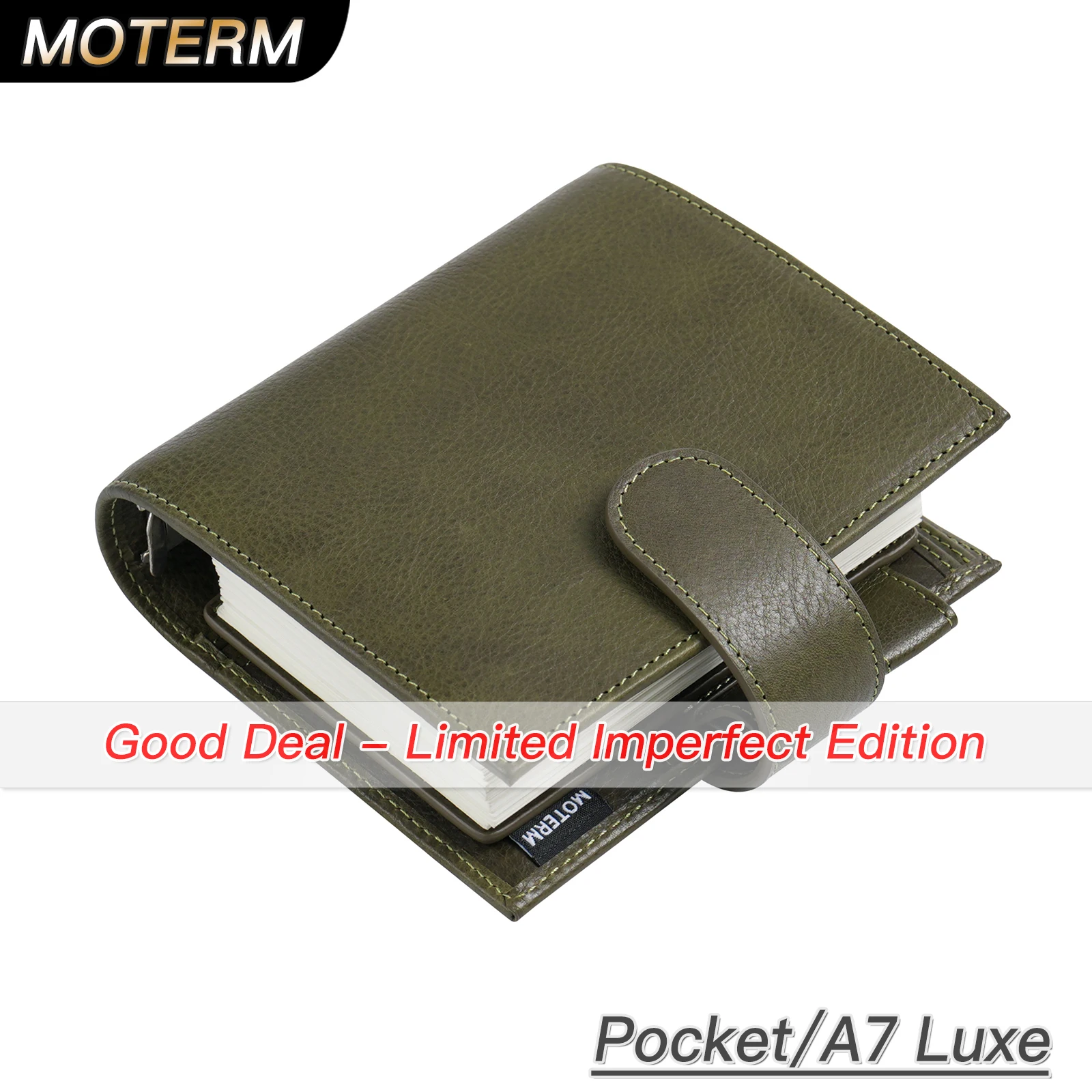 

Limited Imperfect Moterm Full Grain Veg Tan Leather Pocket Luxe 2.0 Rings Planner Блокнот A7 с кольцами 30 мм Журнал повестки дня