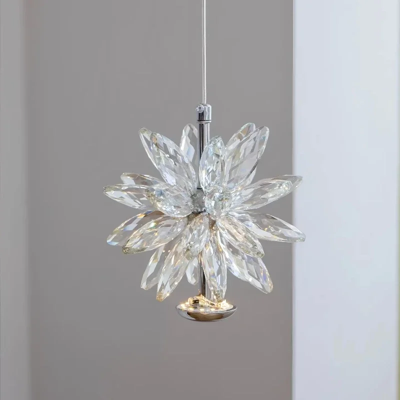 Bauhaus Luxurious Crystal Diamond Floral Pattern LED Pendant Lights Indoor Art Lamps for Living Room Home Decoration Chandelier