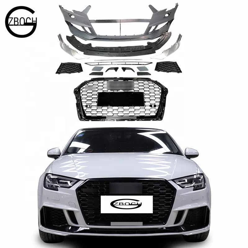 

Wholesale automotive parts body kits for 2017 2018 2019 Audis A3 S3 to upgrade RS3 grille with front car bumper