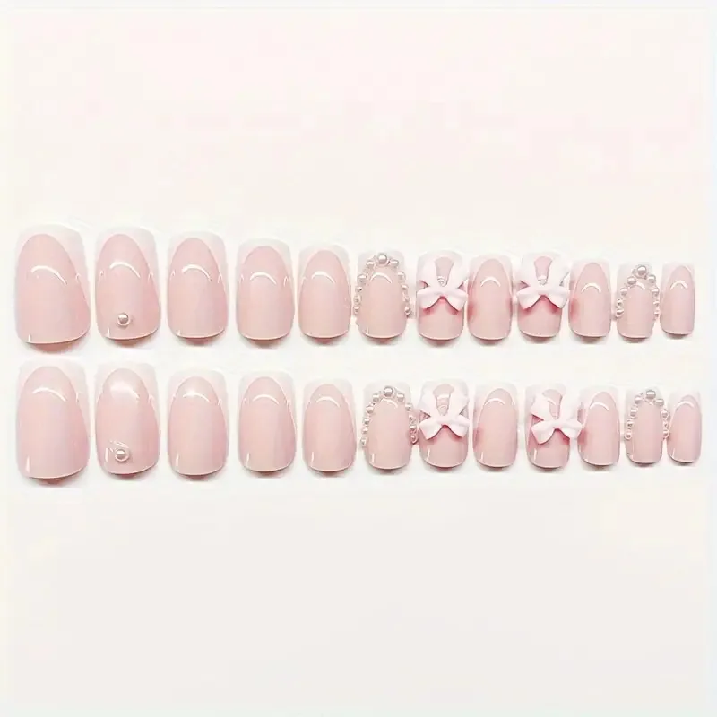 Wear nail gorgeous butterfly Pearl Patch short European square removable fake nail finish