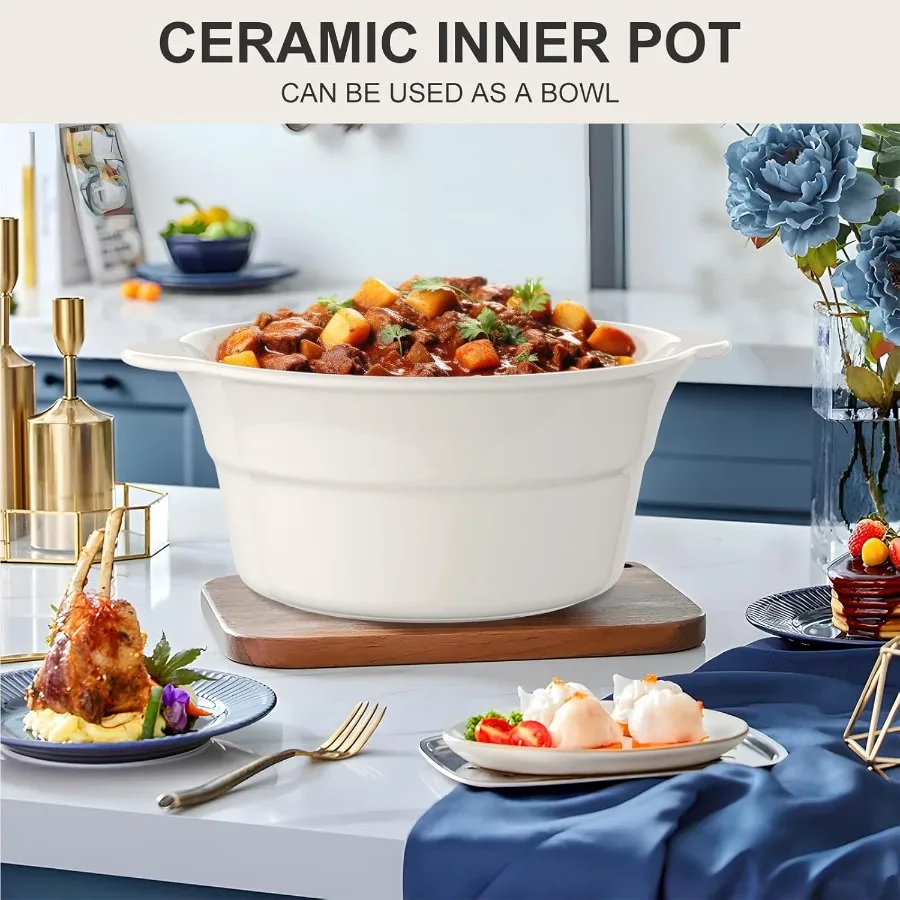 MAGNIFIQUE 5 كوارت طباخ بطيء قابل للبرمجة مع إعداد تلقائي دافئ بطانة سيراميك مزججة أجهزة صغيرة للمطبخ المثالي للعائلة