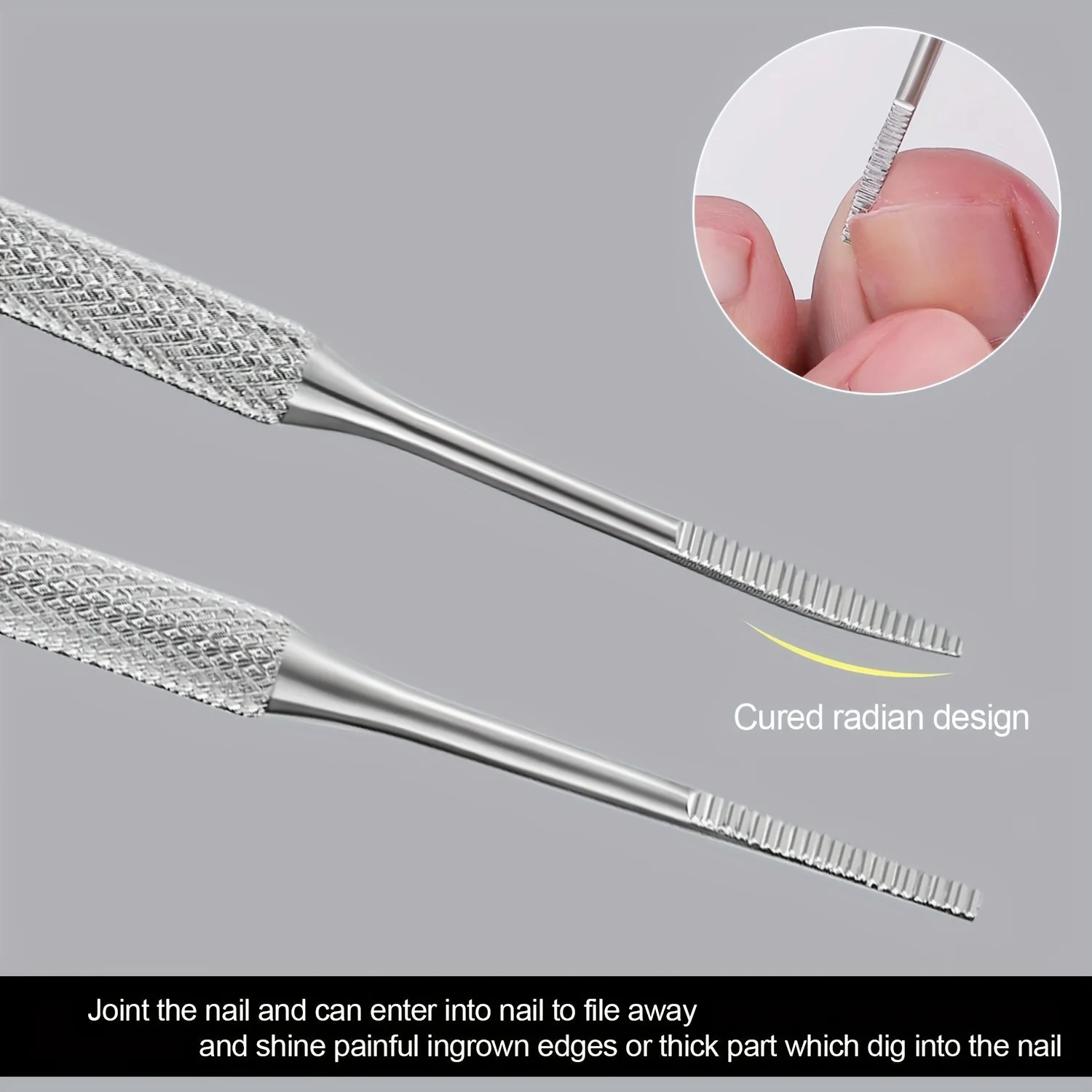 2PCS Stainless Steel Ingrown Toenail Tool Kit - Professional Safe Nail Pedicure Tools with Ergonomic Handles, Precision Tips