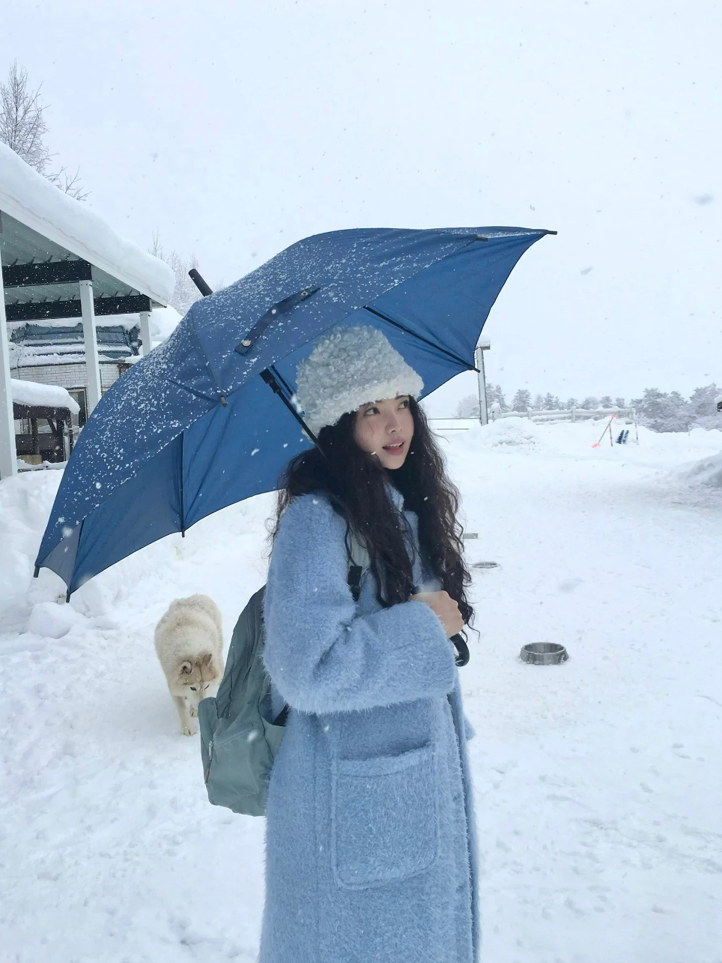 

Korean Sle Fluffy Coat Women's Mid-Length Double ket Soft Wind Winter New Arrival Long Sve Turn-down Collar Jaet