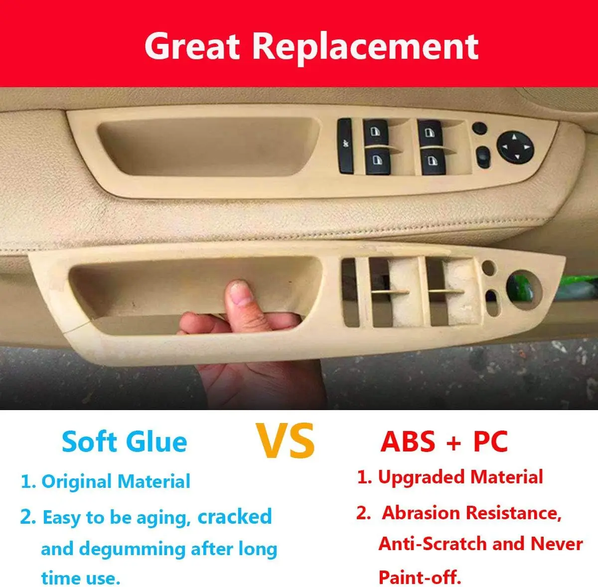 Higher Quality For BMW X5/X6 Door Handle Driver Seat, Window Switch Panel Cover Trim For BMW X5 2007-2013 For BMW X6 2008-2014