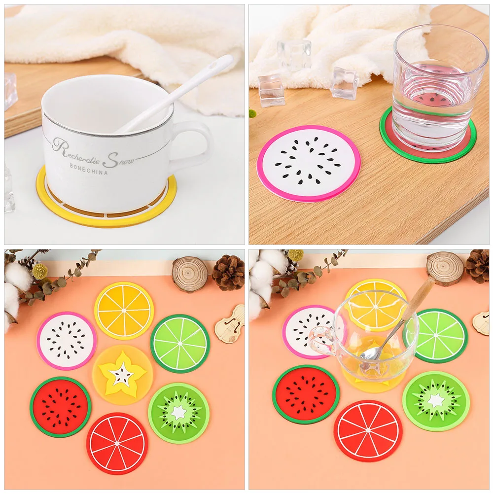 Dessous de verre en forme de Fruit, 40 pièces, tasse de bureau, Gel de silice, décor de cuisine sur le thème