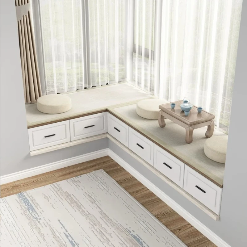 LTT solid wood balcony bay window cabinet window sill drawer floor cabinet storage low cabinet