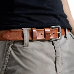 Ceinture en cuir véritable pour homme, cuir de vachette, assressenti, jeans décontractés, haute qualité, usine, vente en gros, broche, 3.3cm