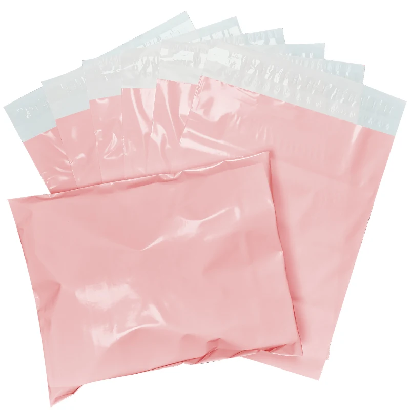 Customized 100Pcs Mailing Courier Bags To Pack Products Packaging Plastic Envelope Shipping Pink Set Sending Plastic wholesale